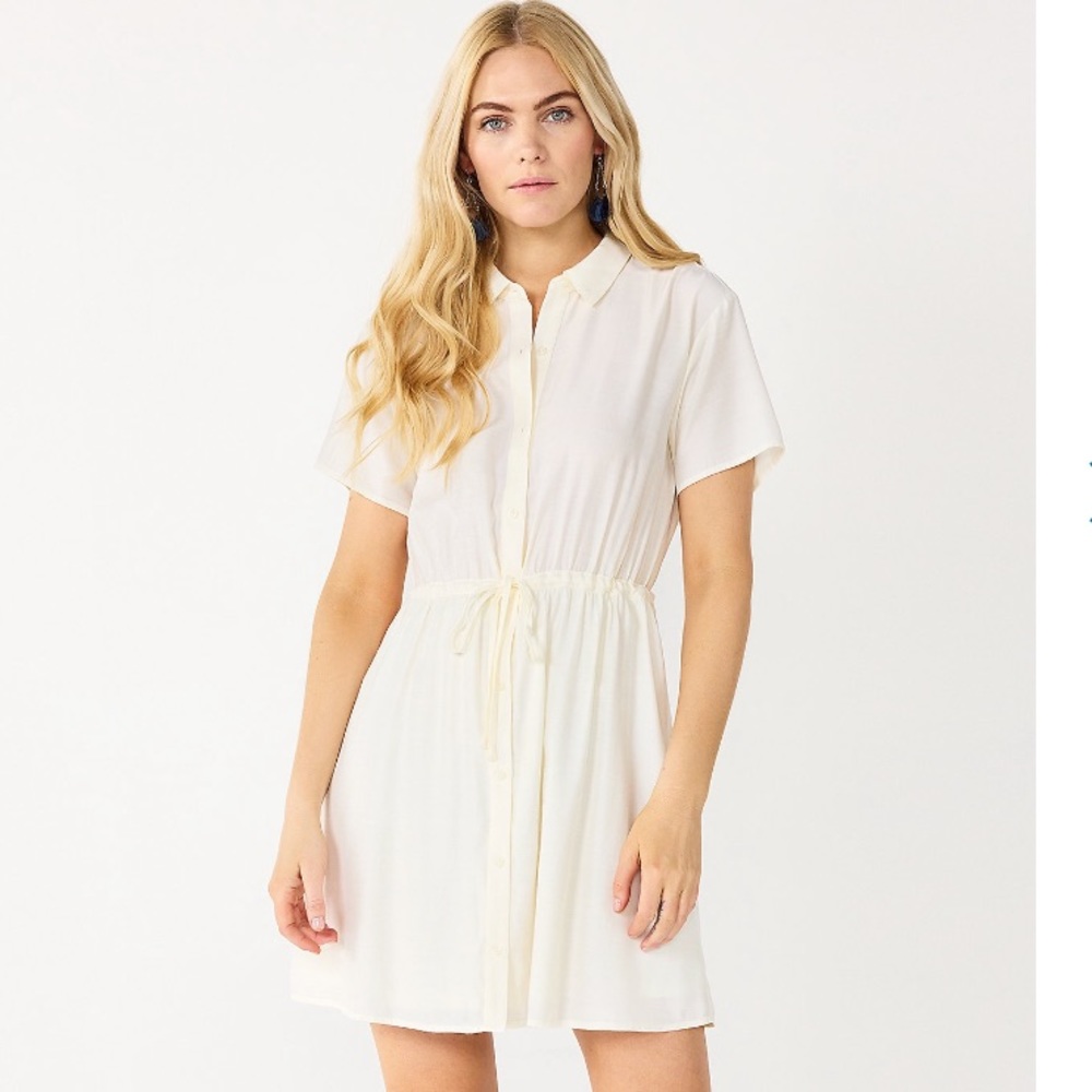 🦪Nine West Button Front Dress Tie Waist in Daisy Dew L NWT